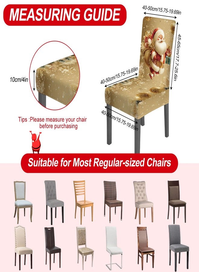 ANNA QUEEN Christmas Chair Covers Set of 4 Christmas Dining Protector Stretch Slipcovers Removable Washable for Dining Farmhouse Hotel Party Wedding (Style17) - Image 2